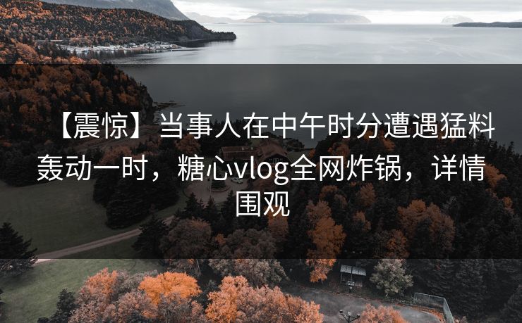 【震惊】当事人在中午时分遭遇猛料轰动一时，糖心vlog全网炸锅，详情围观