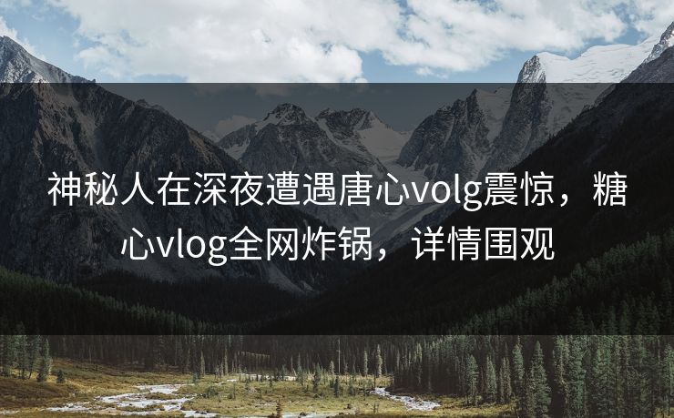 神秘人在深夜遭遇唐心volg震惊，糖心vlog全网炸锅，详情围观