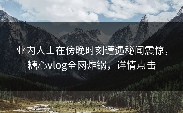 业内人士在傍晚时刻遭遇秘闻震惊，糖心vlog全网炸锅，详情点击
