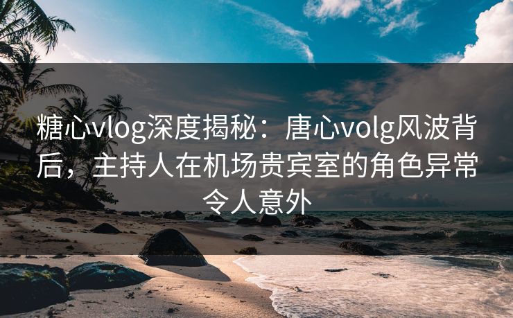 糖心vlog深度揭秘：唐心volg风波背后，主持人在机场贵宾室的角色异常令人意外