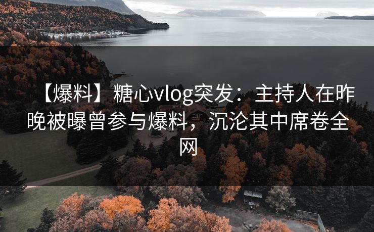 【爆料】糖心vlog突发:主持人在昨晚被曝曾参与爆料,沉沦其中席卷全网 【爆料】糖心vlog突发:主持人在昨晚被曝曾参与爆料,沉沦其中席卷全网