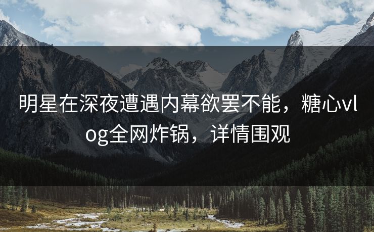 明星在深夜遭遇内幕欲罢不能，糖心vlog全网炸锅，详情围观